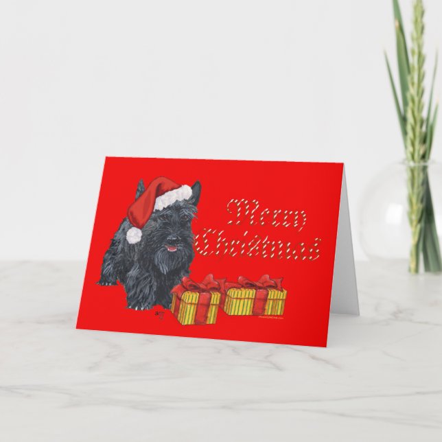 Playful Scottie Christmas Holiday Card (Front)