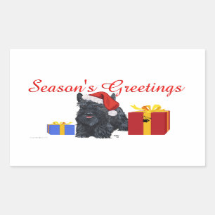 Playful Scottish Terrier Greetings Rectangular Sticker