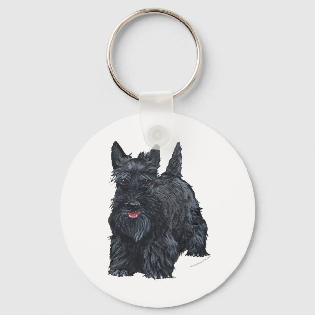 Playful Scottish Terrier Key Ring (Front)