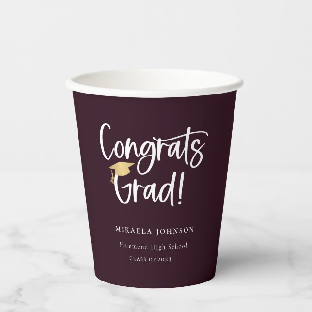 Playful Script Graduation Party Paper Cups (Front)