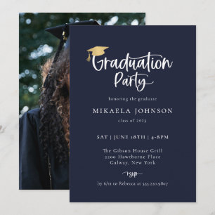 Playful Script Graduation Party Photo Invitation
