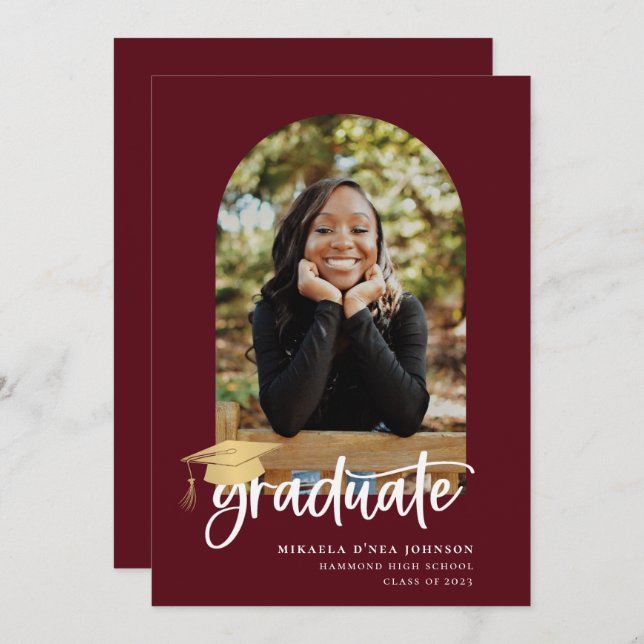 Playful Script Graduation Photo Announcement (Front/Back)