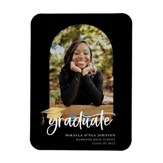 Playful Script Graduation Photo Announcement Magnet (Vertical)