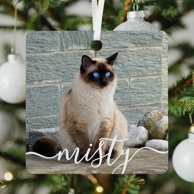 Playful Script Pet Photo Christmas Metal Tree Decoration (Creator Uploaded)