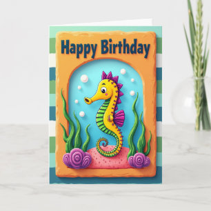 Playful Seahorse Birthday Card