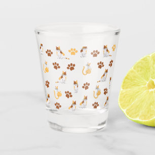 Playful Seamless Cat Pattern – Cute Cartoon Kitty Shot Glass