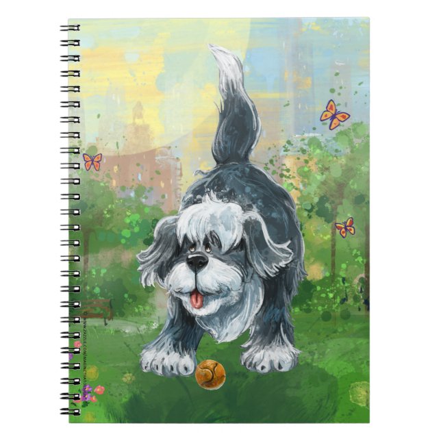 Playful Shaggy Sheep Dog Notebook (Front)