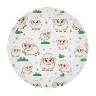 Playful Sheep Pattern Cutting Board