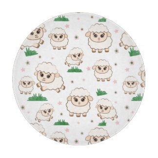 Playful Sheep Pattern Cutting Board