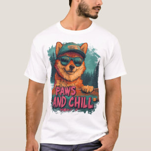 Playful Shiba Inu Skateboarding - Paws and Chill T-Shirt