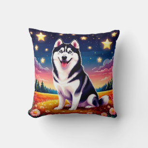 Playful Siberian Husky Cushion