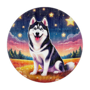 Playful Siberian Husky Cutting Board