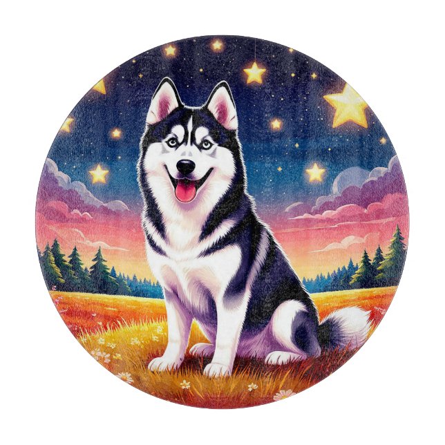 Playful Siberian Husky Cutting Board (Front)