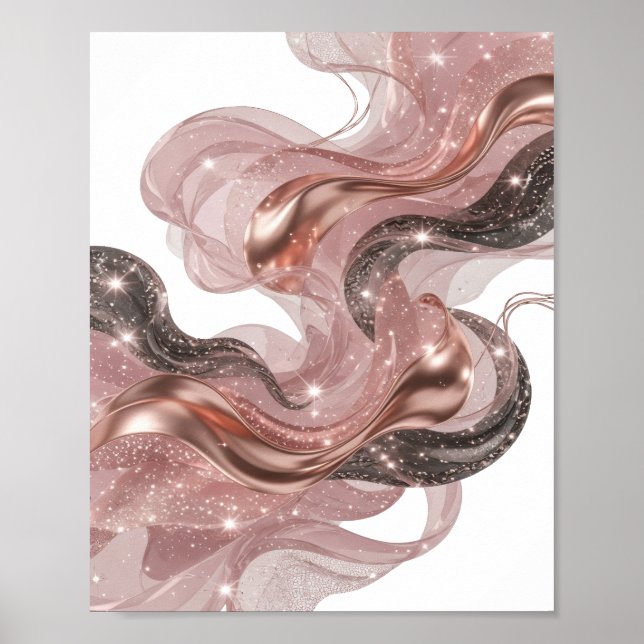 Playful Silver ABSTRACT ART v2 Poster (Front)