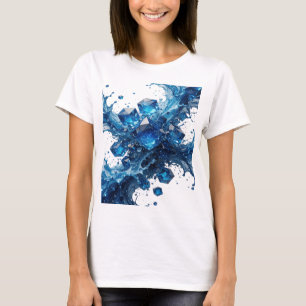 Playful Silver BLUE ICE CRYSTALS IN WATER SPLASH T-Shirt