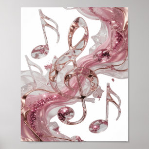 Playful Silver MUSIC IN FLUID FORM Text Design Poster