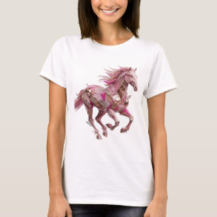 Playful Silver PINK HORSE Modern Design T-Shirt