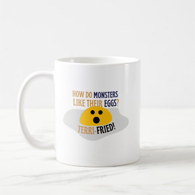 Playful Simple Humor Dad Jokes Monsters Punny Coffee Mug (Left)