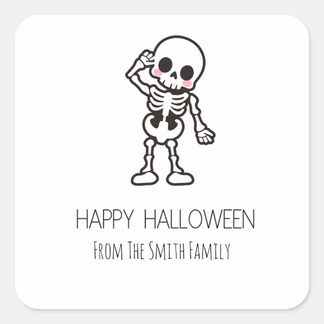 Playful Skeleton Halloween Sticker  (Front)