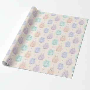 Playful Sketch Bunnies Monogram Wrapping Paper