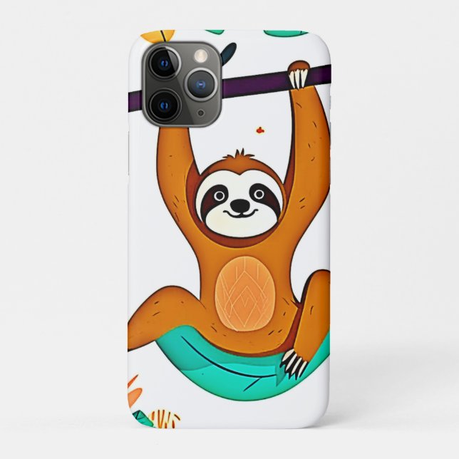 Playful Sloth Hanging from a Tree Case-Mate iPhone Case (Back)