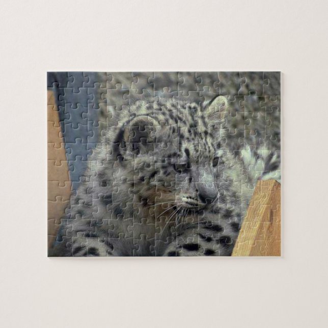 Playful Snow Leopard Baby Jigsaw Puzzle (Horizontal)