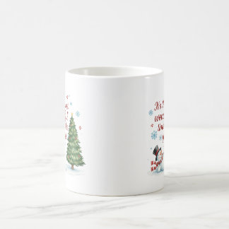 Playful Snowman and Pine Tree Merry Christmas Coffee Mug
