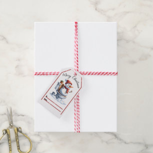 Playful snowman Christmas tags