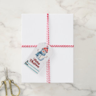 Playful snowman gift tag for Christmas