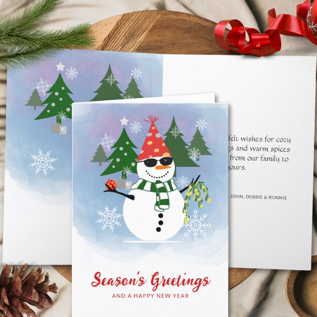 Playful Snowman with Mistletoe Christmas Greeting  Holiday Card (Creator Uploaded)