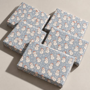 Playful Snowmen and Snowflakes Christmas Wrapping Paper