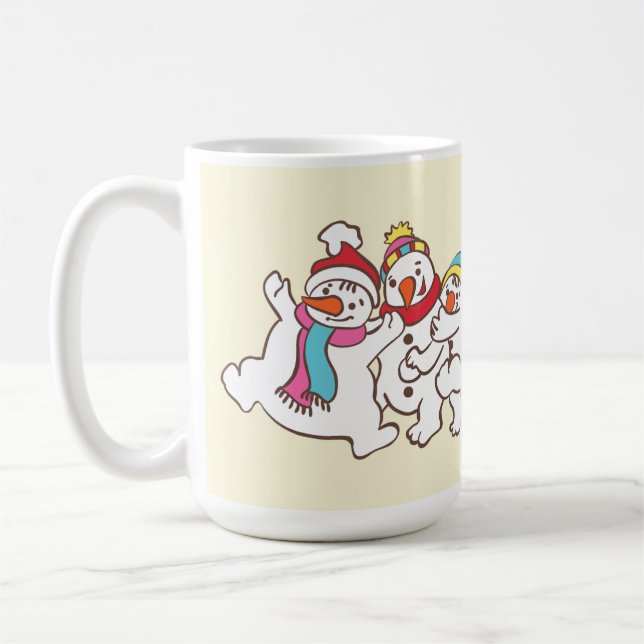 Playful snowmen coffee mug (Left)
