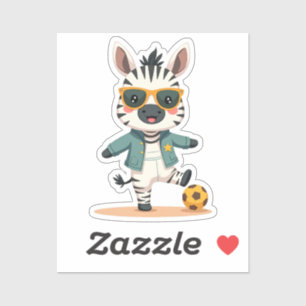 Playful Soccer Zebra Kawaii Sports Star