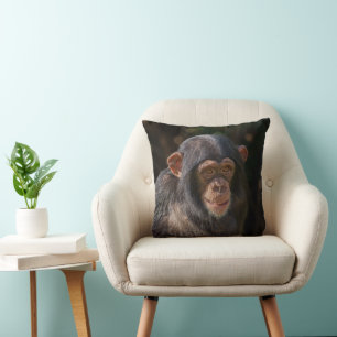 Playful Soul – Baby Chimpanzee Close-Up Cushion
