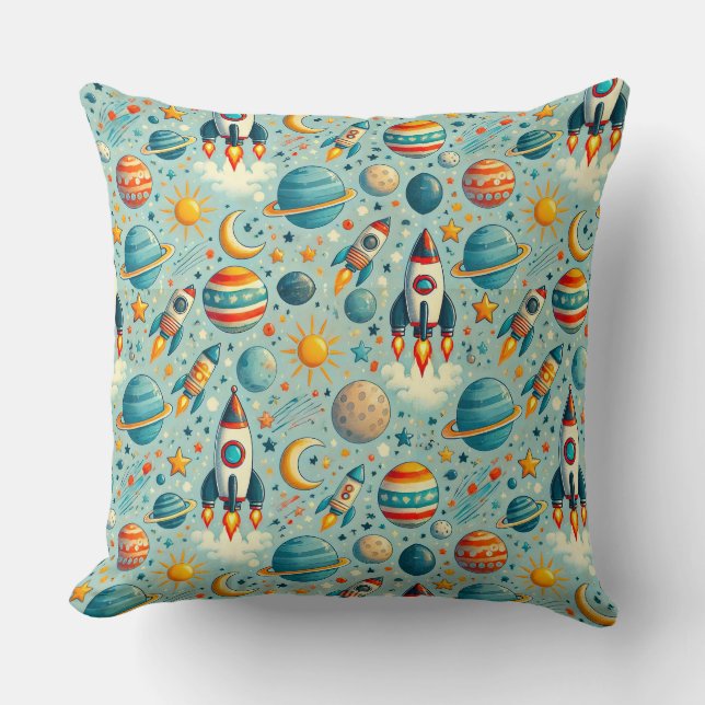 🚀🌌 Playful Space Adventure Decor Gift ✨ Cushion (Front)