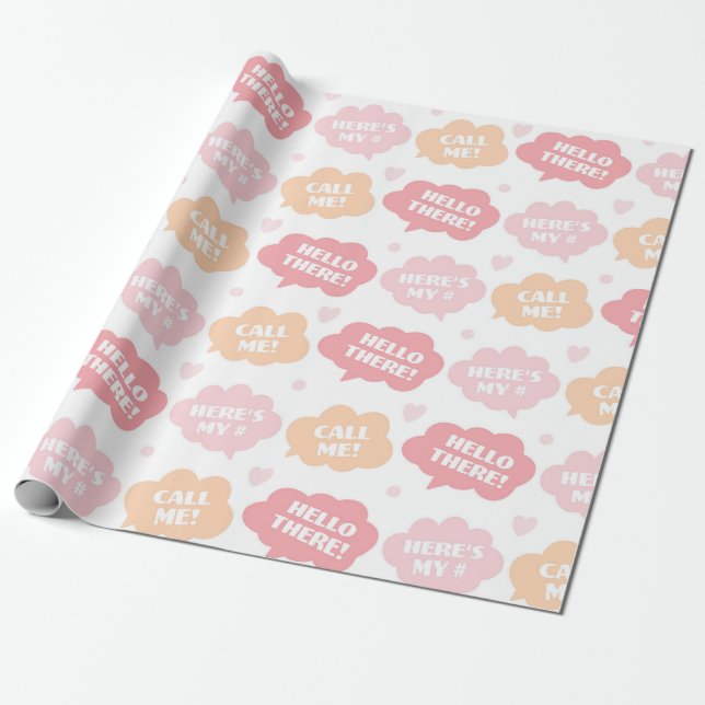 Playful Speech Bubble Pattern Wrapping Paper (Unrolled)