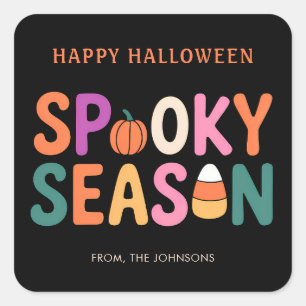 Playful Spooky Season Happy Halloween Typography Square Sticker