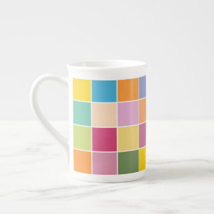 Playful Springtime Checkers Bone China Mug