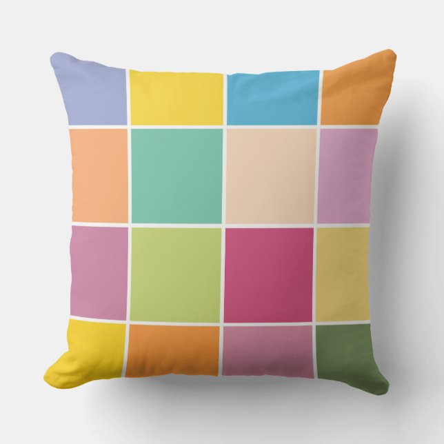 Playful Springtime Checkers Cushion (Front)