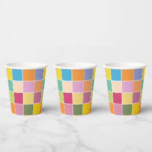 Playful Springtime Checkers Paper Cups