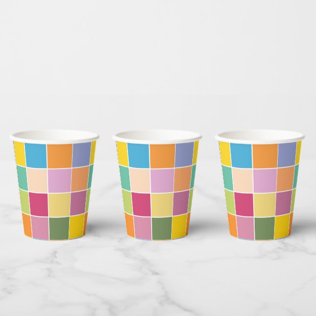Playful Springtime Checkers  Paper Cups (Multi)