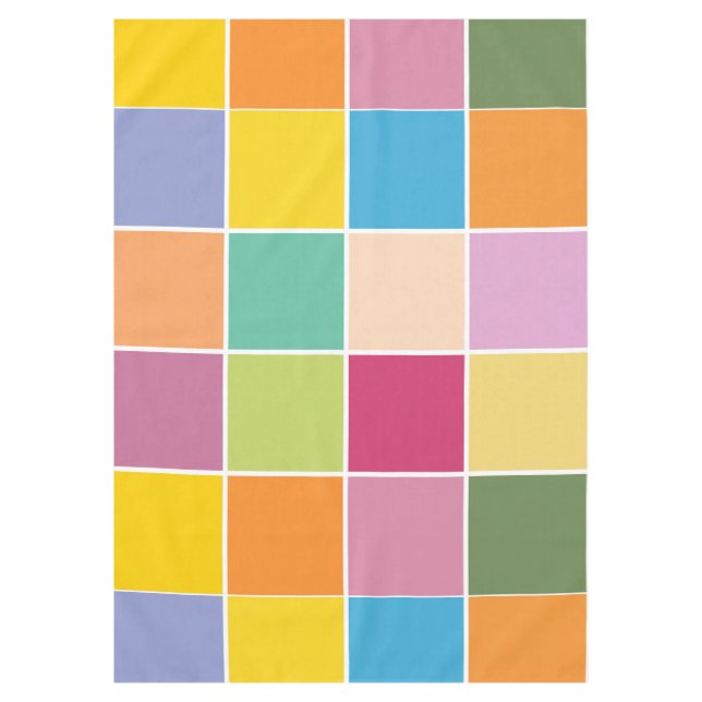 Playful Springtime Checkers  Tablecloth (Front)