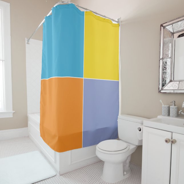 Playful Springtime Easter Squares Shower Curtain (In Situ)