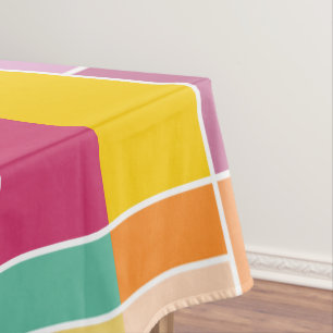 Playful Springtime Geometric Blocks Tablecloth