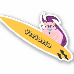 Playful squirrel surfing vinyl sticker