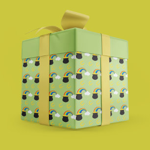 Playful St. Patrick’s Day Pot of Gold & Rainbow Wrapping Paper