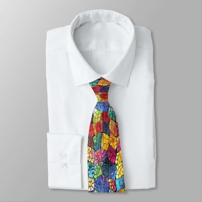 Playful Stained Glass Charm Tie (Tied)