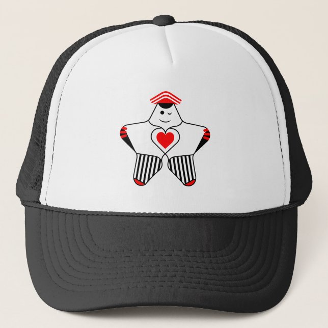 Playful Star Character With Heart Trucker Hat (Front)