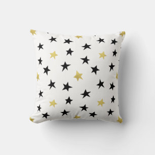 Playful Stars - Black & Gold Pillow