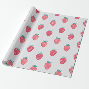 Playful Strawberry Pattern Wrapping Paper